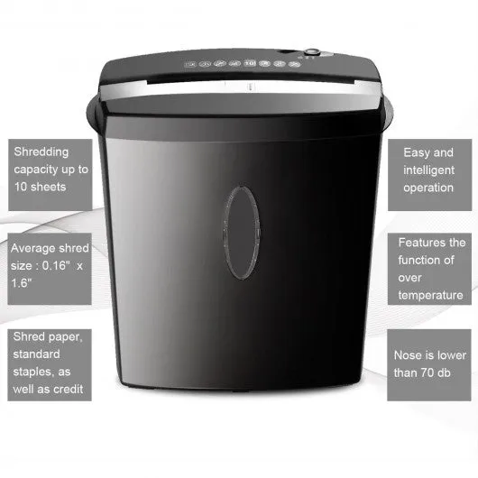 10 Sheet Cross-Cut Paper Shredder Machine with Basket