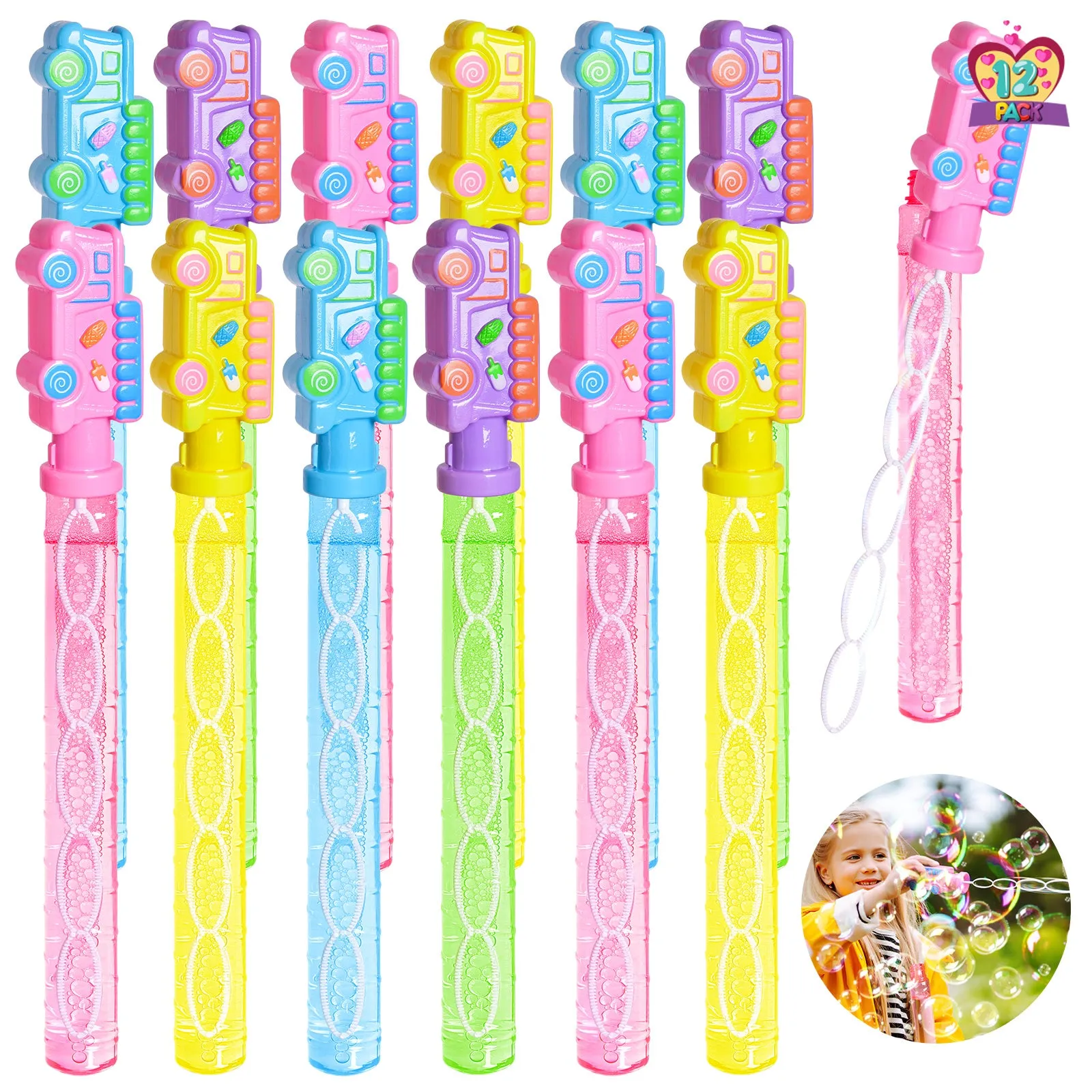 12PCS Macaron Ice Cream Truck Bubble Sticks Bubble Maker Party Favors