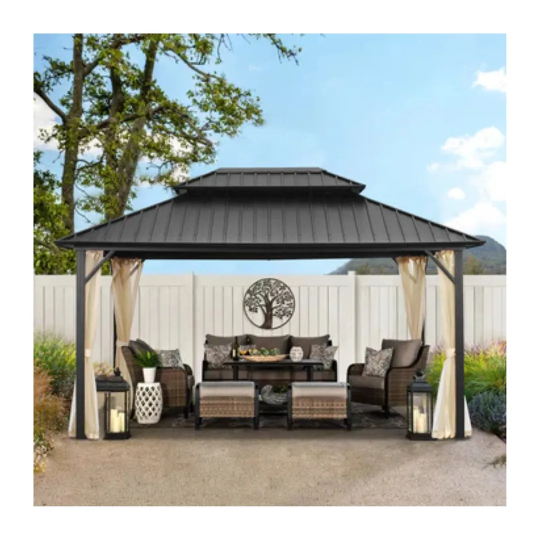 12x16-Ft Patio Gabezo Canopy With Mosquito Net And 2-Tier Top