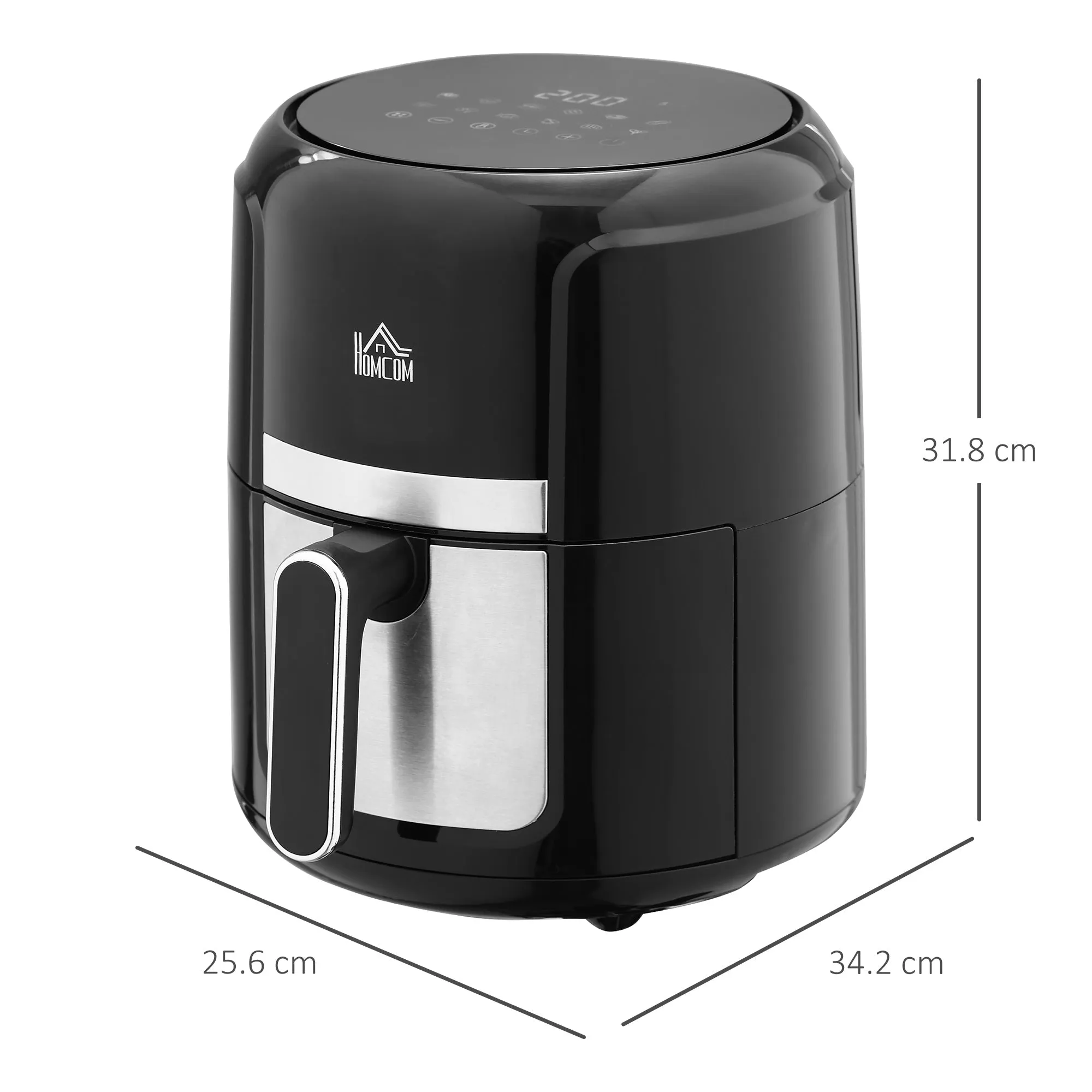 1300W 4L Air Fryer 12 Presets With Rapid Air Circulation Black & Steel