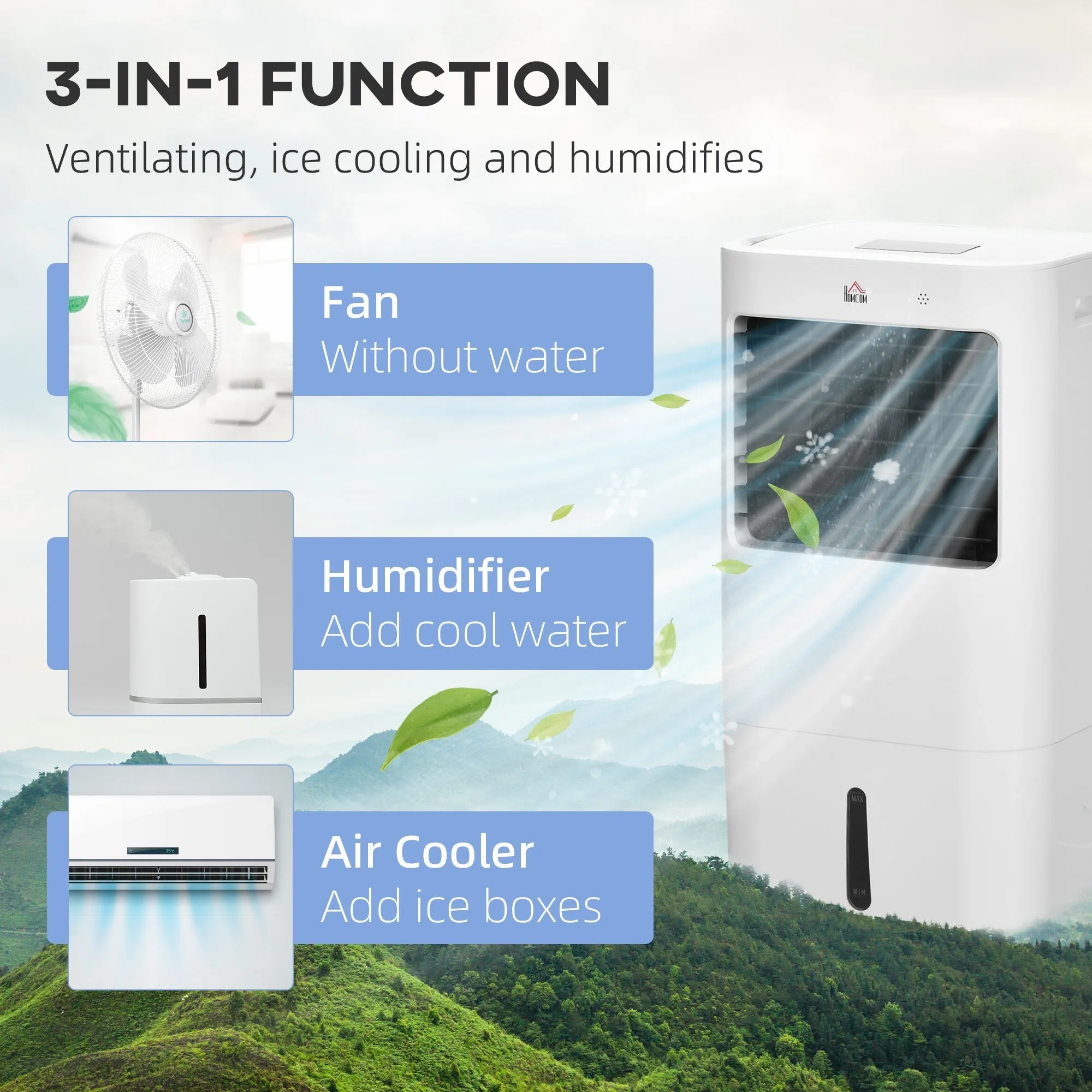 15L Multifunction Three Speed Air Cooler With Remote Control White