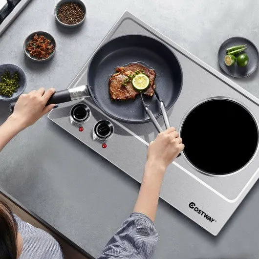 1800W Stainless Steel Infrared Cooktop w/Non-slipping Feet & Adjustable Temp