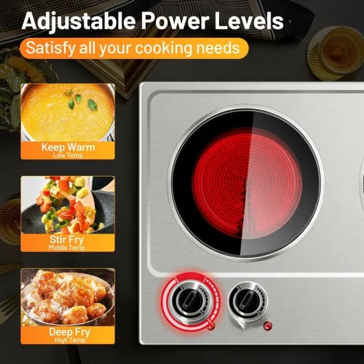 1800W Stainless Steel Infrared Cooktop w/Non-slipping Feet & Adjustable Temp