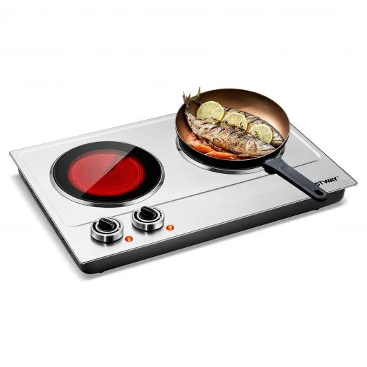 1800W Stainless Steel Infrared Cooktop w/Non-slipping Feet & Adjustable Temp