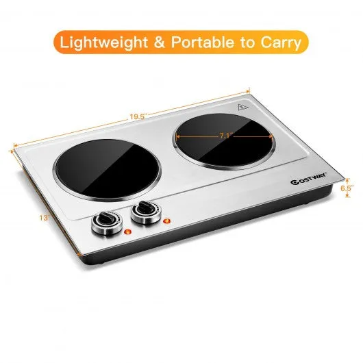 1800W Stainless Steel Infrared Cooktop w/Non-slipping Feet & Adjustable Temp