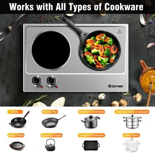 1800W Stainless Steel Infrared Cooktop w/Non-slipping Feet & Adjustable Temp