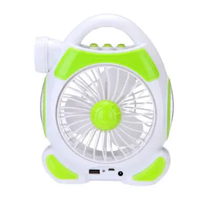 2 Cob 5W Led Portable Rechargeable Emergency Fan F50-8-1389 Green