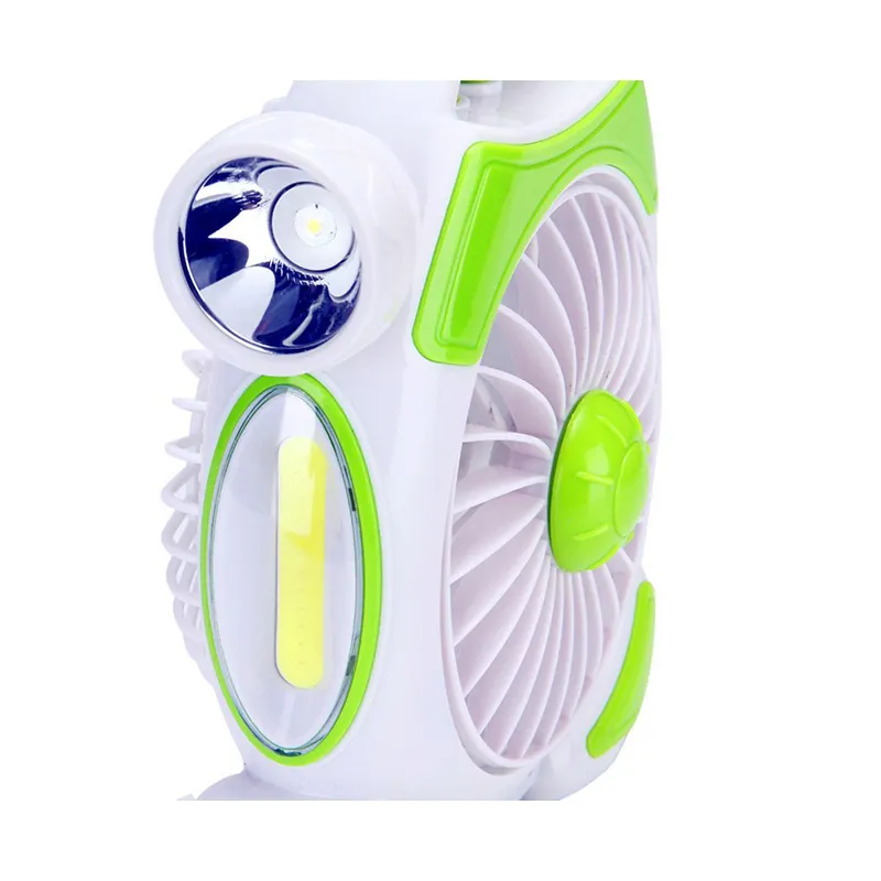 2 Cob 5W Led Portable Rechargeable Emergency Fan F50-8-1389 Green