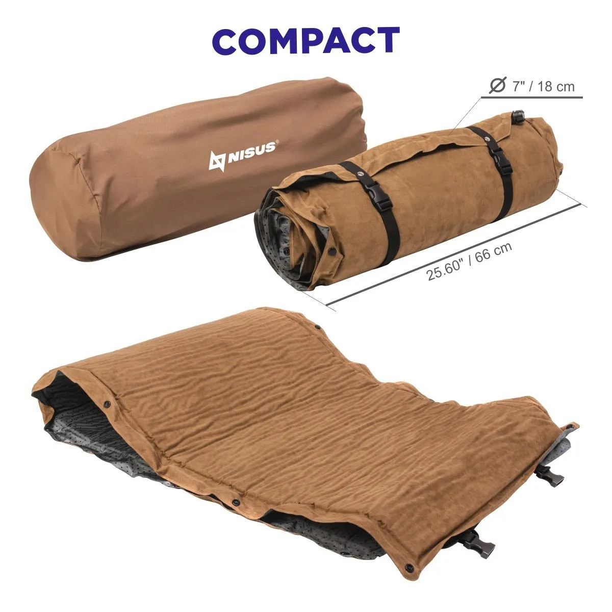 2-inch Lightweight Self Inflating Camping Sleeping Pad, Beige