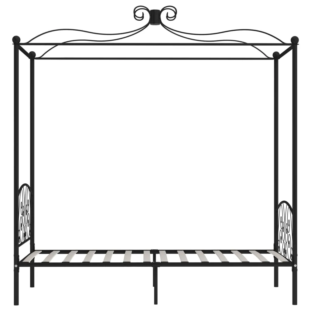 284475 vidaXL Canopy Bed Frame without Mattress Black Metal 100x200 cm