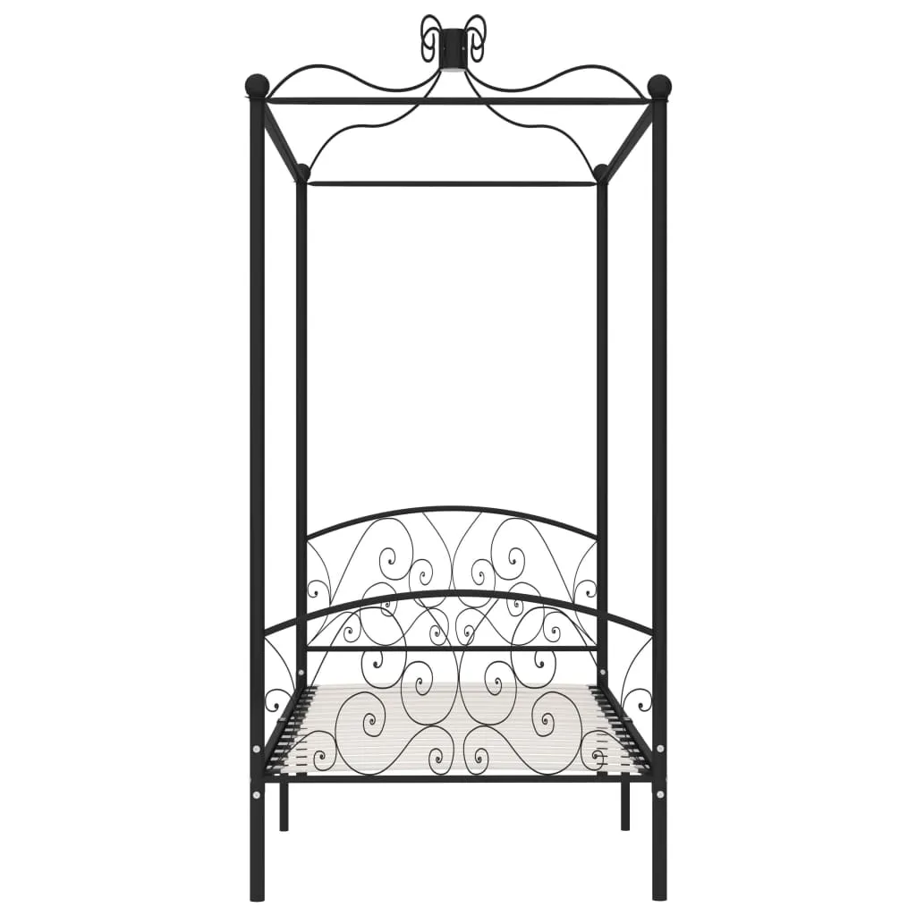 284475 vidaXL Canopy Bed Frame without Mattress Black Metal 100x200 cm