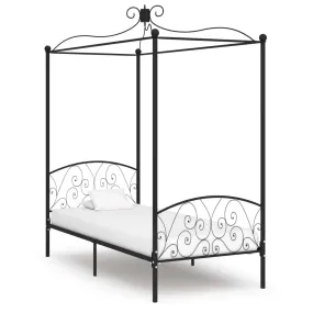 284475 vidaXL Canopy Bed Frame without Mattress Black Metal 100x200 cm