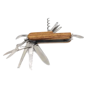 3 1/2" Folding Multi-Tool Knife - Zebra wood