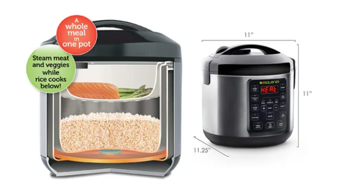 3 Squares Time Machine Stainless Steel Rice Cooker - Ships Next Day!