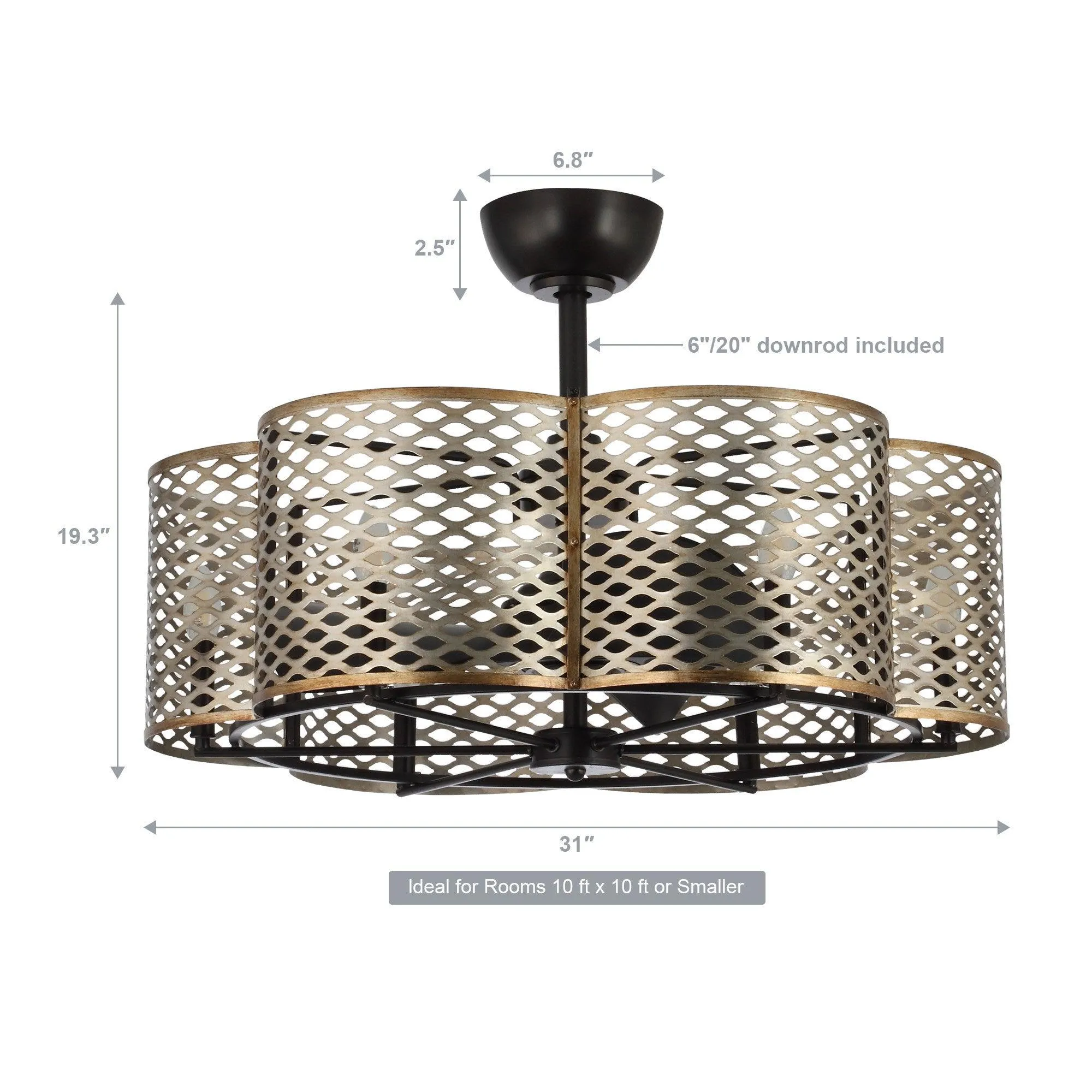 31" Linda Industrial DC Motor Downrod Mount Reversible Ceiling Fan with Lighting and Remote Control