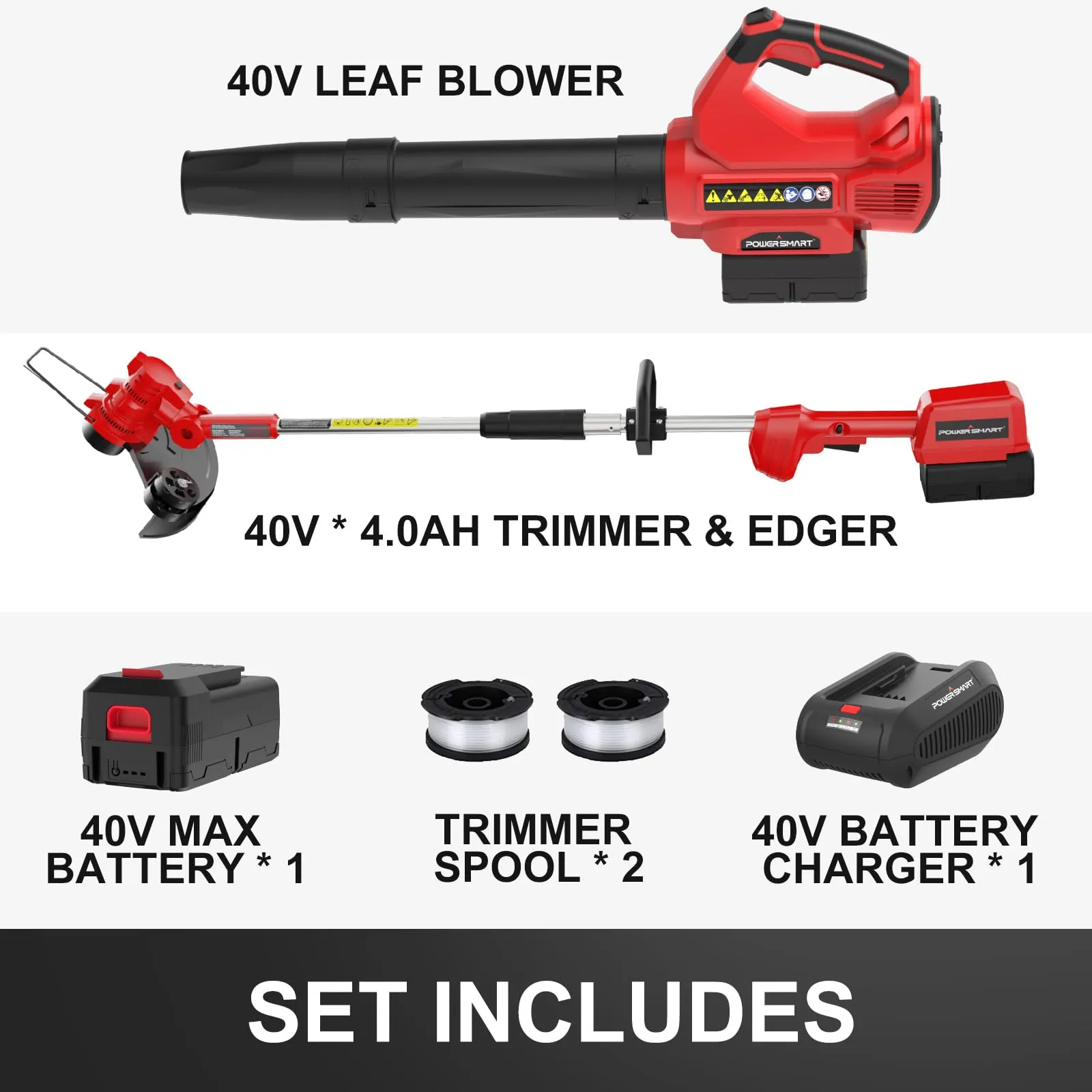 40V String Trimmer & Edger   40V Leaf Blower Combo Kit with 4.0Ah Battery PS76500C