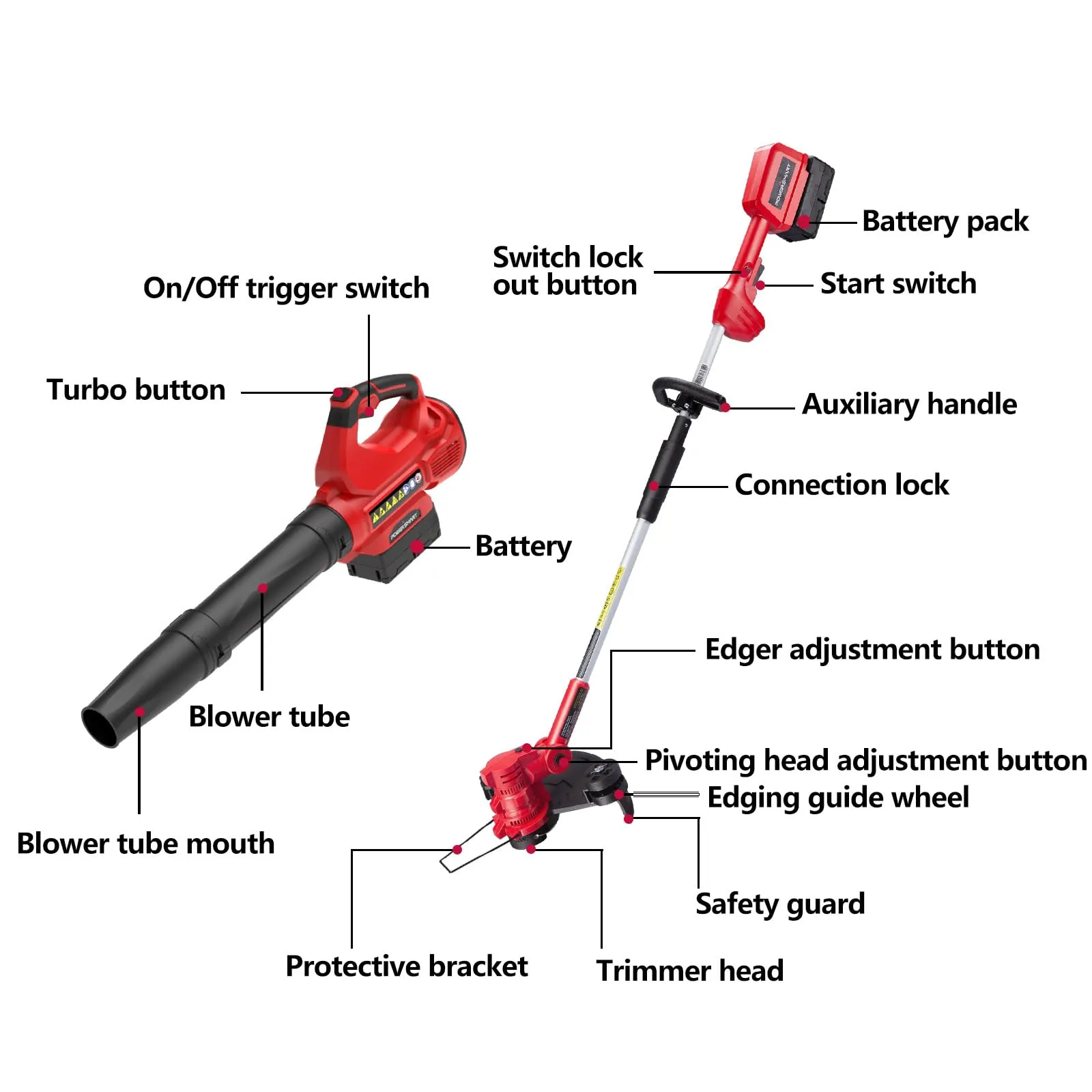 40V String Trimmer & Edger   40V Leaf Blower Combo Kit with 4.0Ah Battery PS76500C