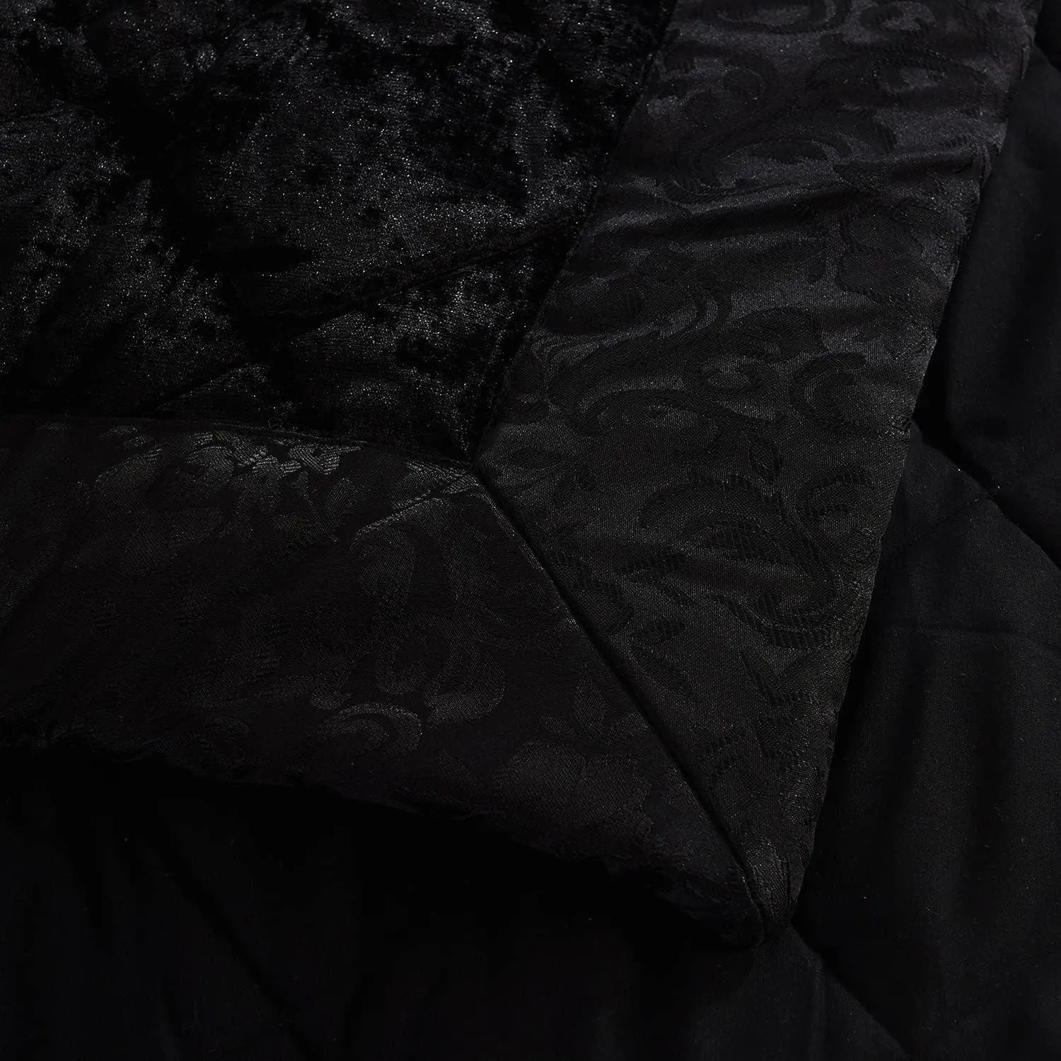 5pcs Quilted Bedspread Set | Crushed Velvet & Microfiber