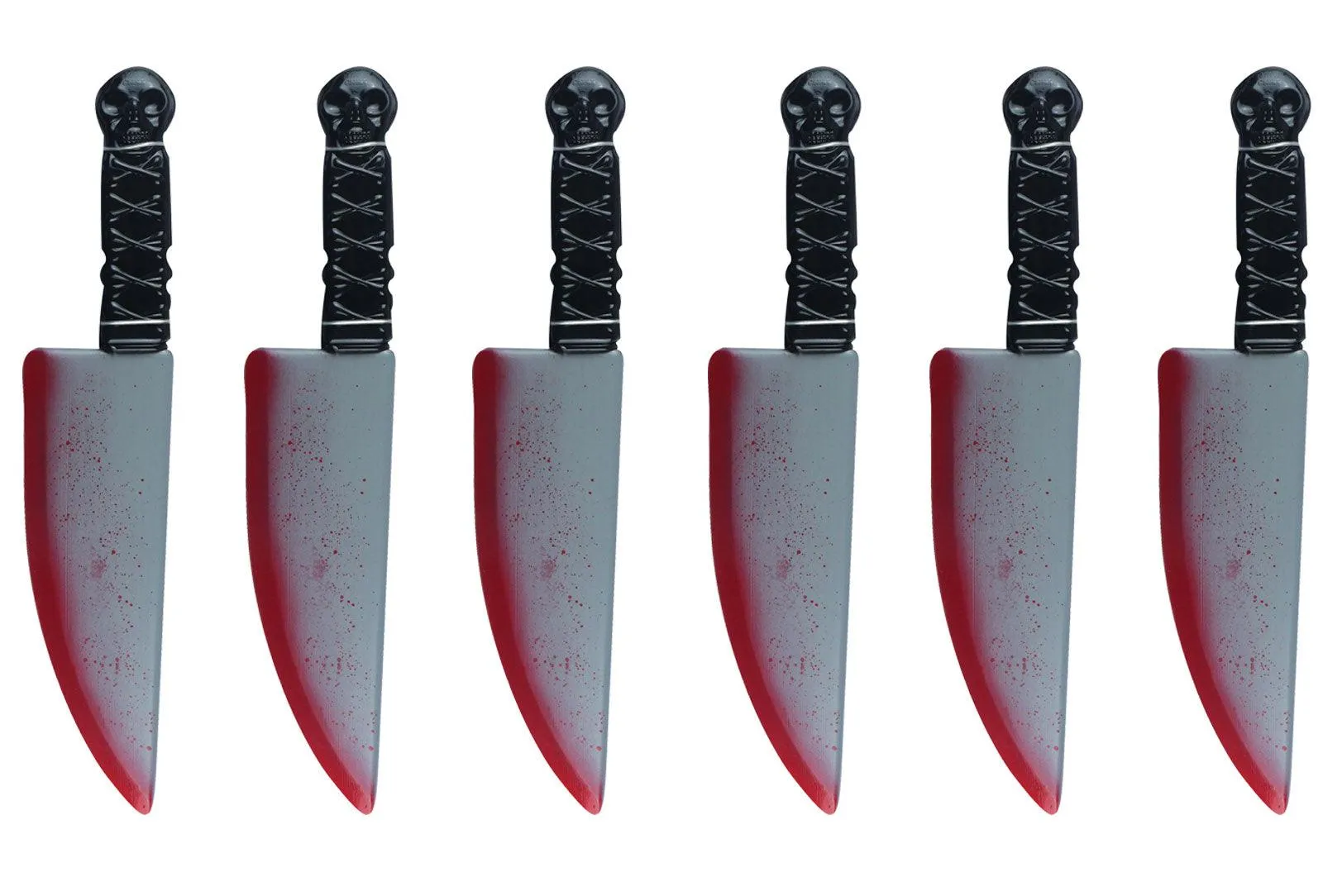 6x Realistic Bloodied Knife Weapon Plastic - 38 cm Halloween Horror Scary Killer Fancy Dress Party Props