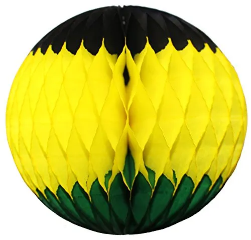 7-Piece Complete Jamaican Honeycomb Party Decoration Set (Black/Yellow/Green)