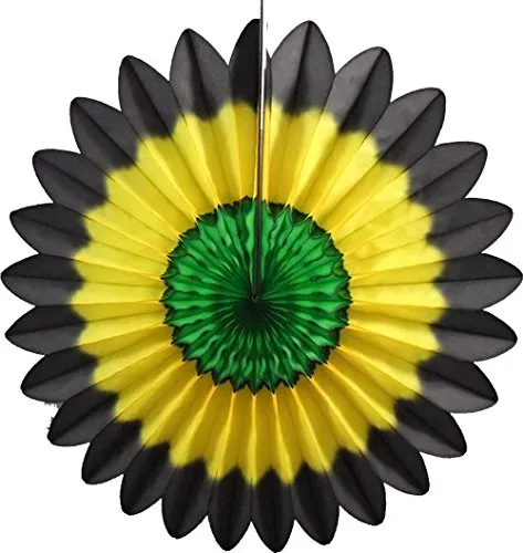 7-Piece Complete Jamaican Honeycomb Party Decoration Set (Black/Yellow/Green)