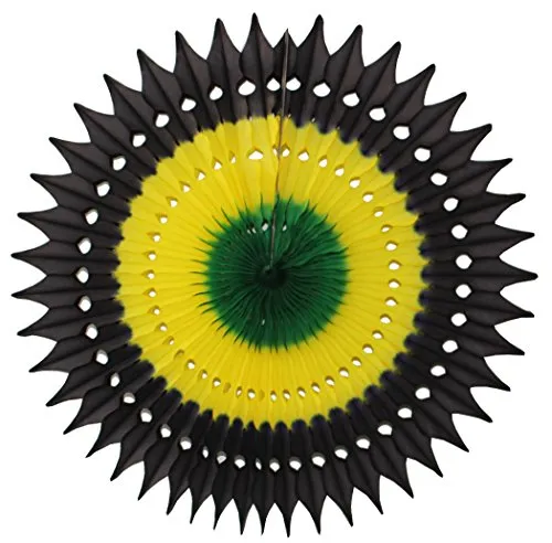 7-Piece Complete Jamaican Honeycomb Party Decoration Set (Black/Yellow/Green)