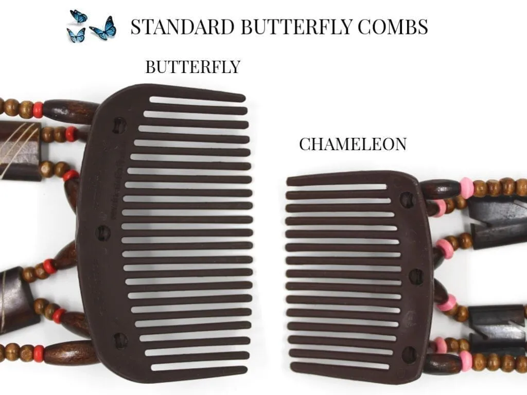 African Butterfly Thick Hair Comb - Gemstone Brown 75