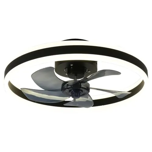 AHAWILL Low Profile Ceiling Fans with Lights and Remote,19.7in Flush Mount LED Dimmable Ceiling Fan,Pure White Fandelier Ceiling Fan for Bedroom.