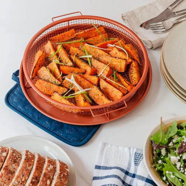 Air Fry in your Oven - 2 Piece Nonstick Copper Tray and Basket-Round