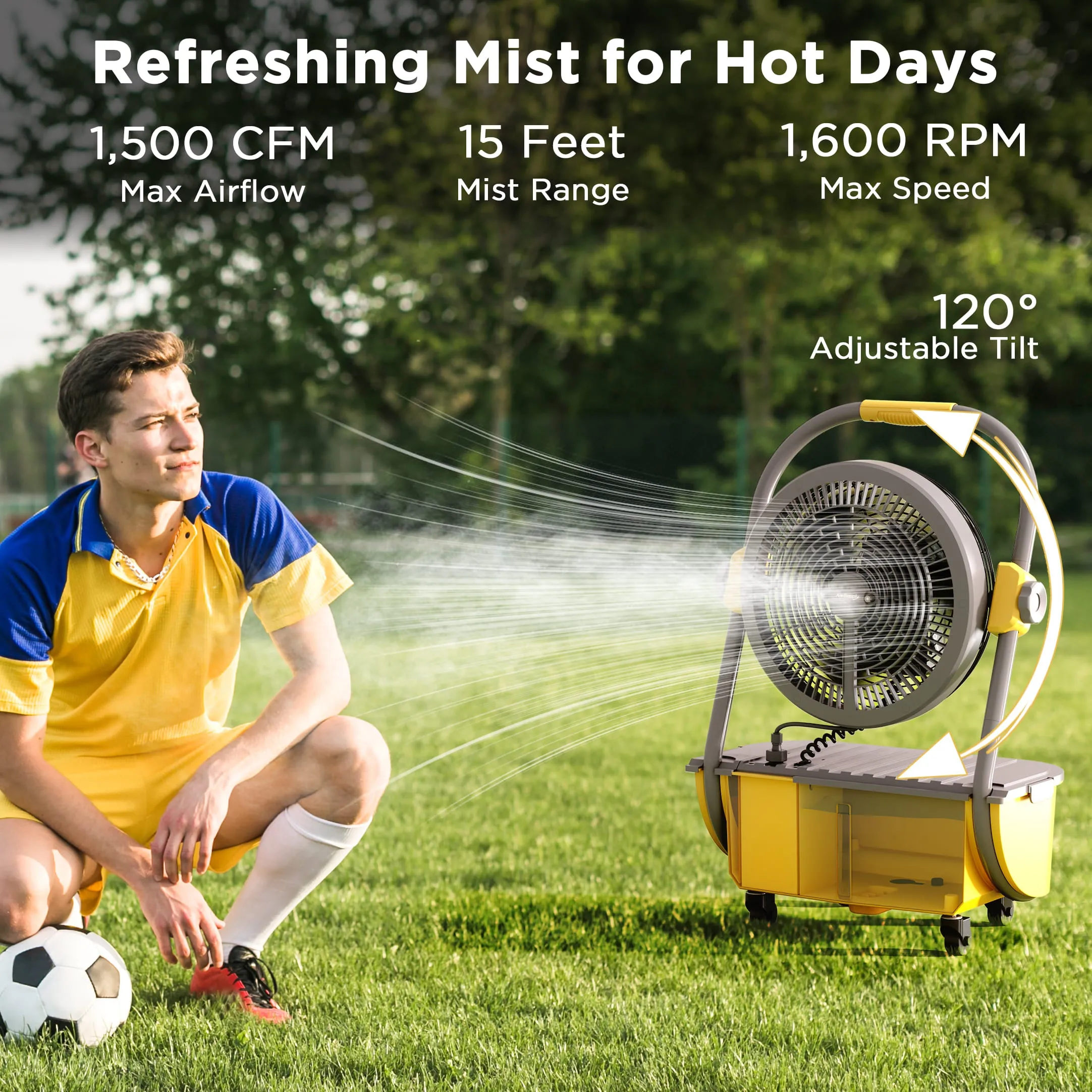 AirSupply MS12 Portable Mist Fan with 19,200mAh Battery and 2.9-Gallon Water Tank