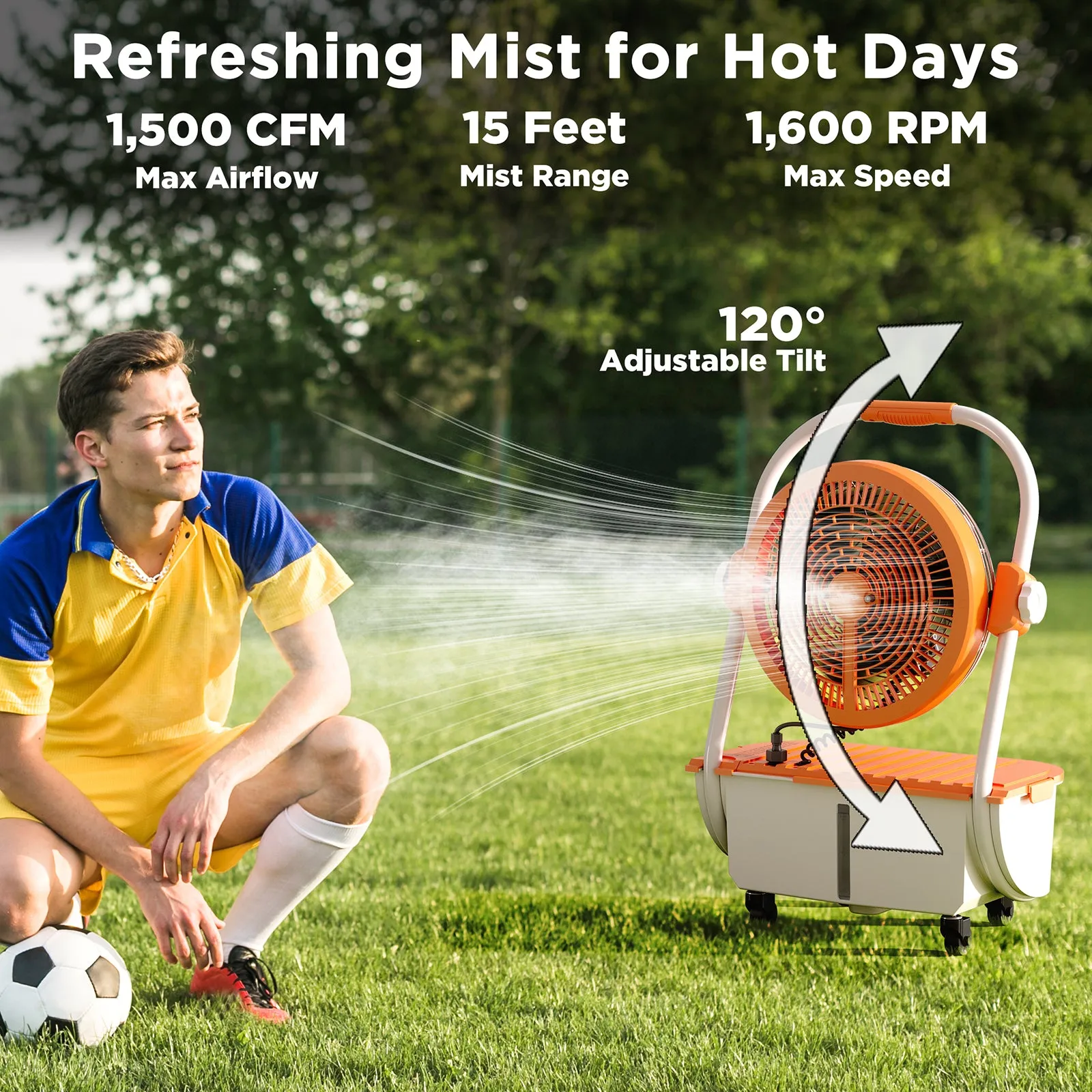 AirSupply MS12 Portable Mist Fan with 19,200mAh Battery and 2.9-Gallon Water Tank