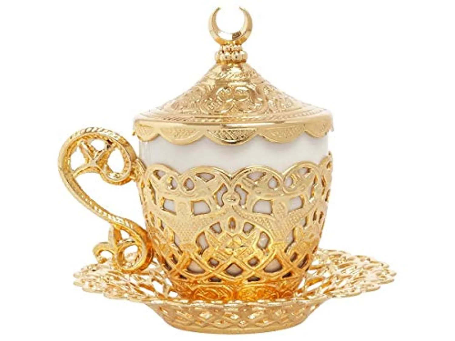 Alisveristime 27 Pc Turkish Greek Arabic Coffee Espresso Cup Saucer Set (Gelincik) Gold