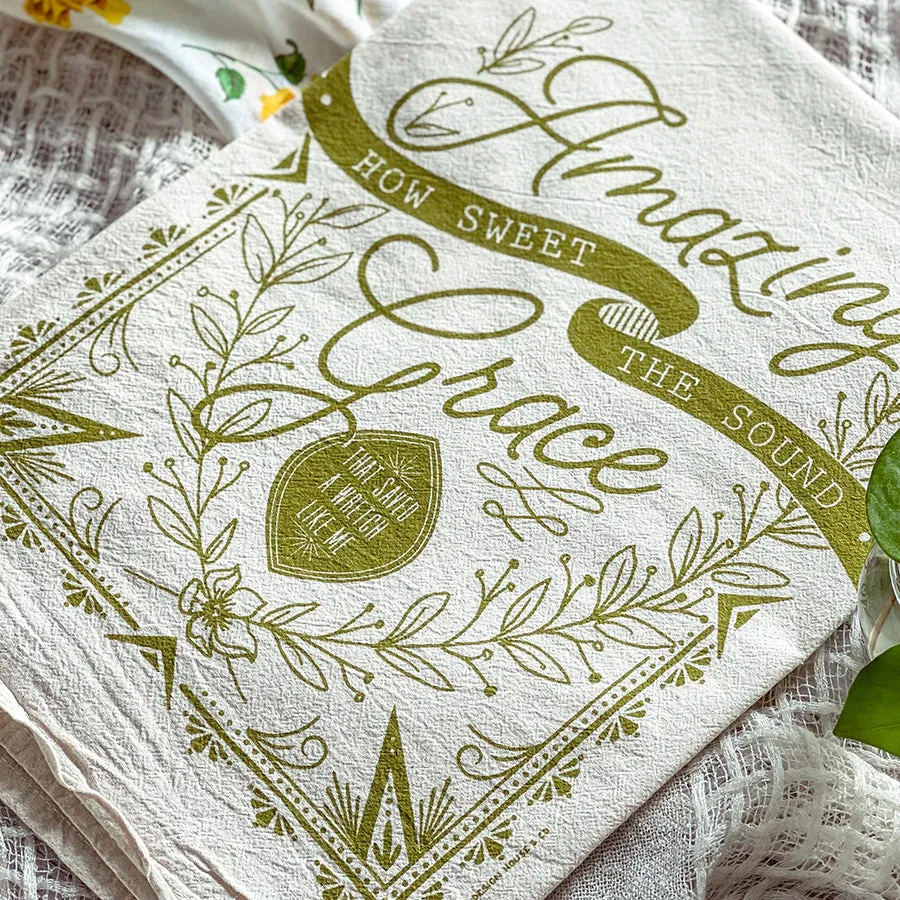 Amazing Grace How Sweet the Sound Hymn Tea Towel