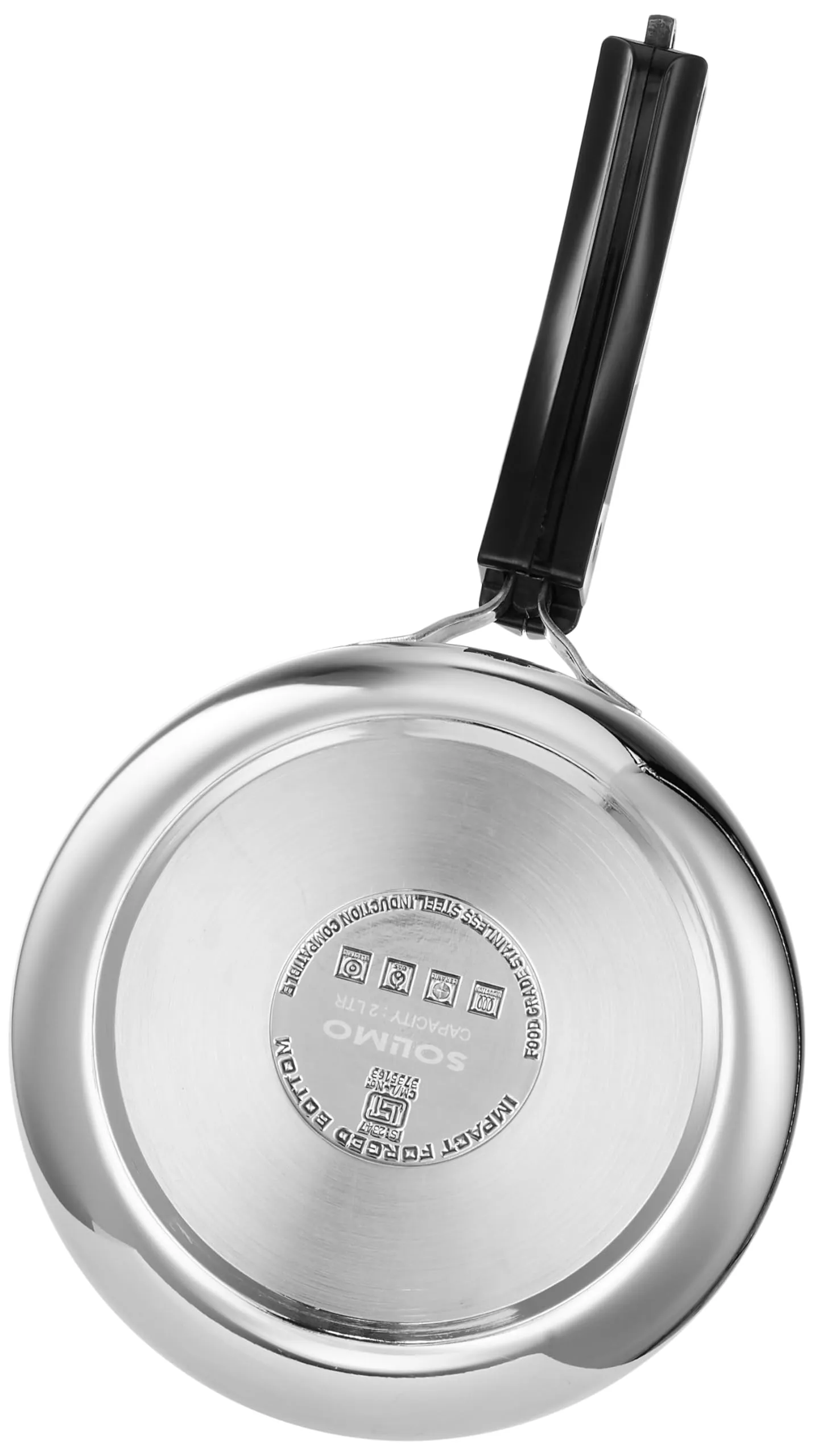 Amazon Brand - Solimo - Sleek Stainless Steel Induction Bottom Pressure Cooker - 2 Liter (Inner Lid)