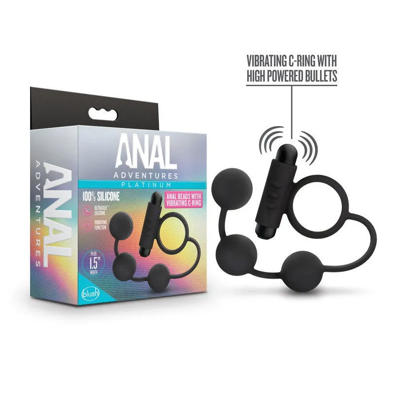 Anal Adventures Platinum Anal Beads & Vibrating Cock Ring