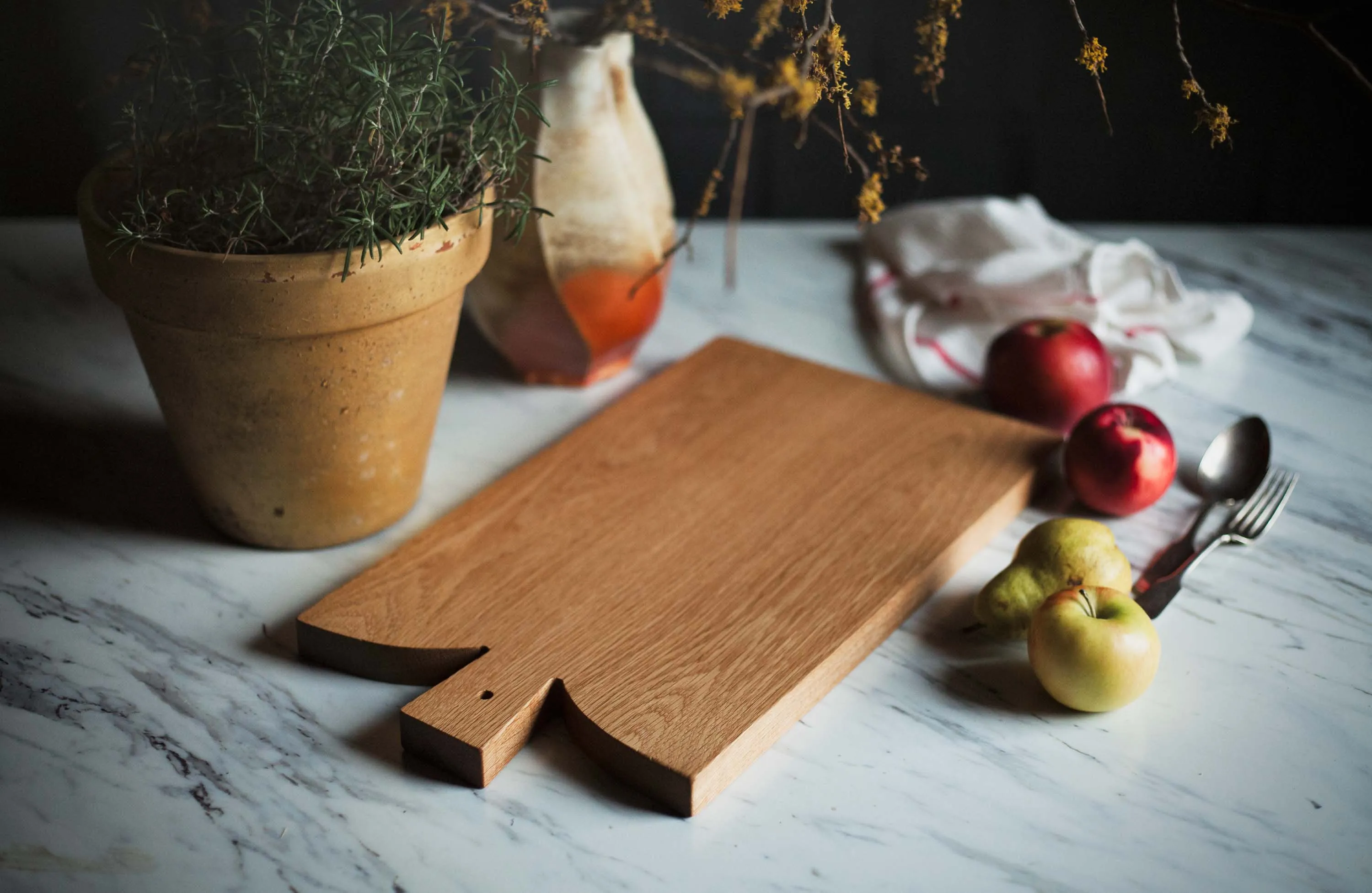 Antique Style French Winged Cutting Board in White Oak - No Glue - Organic Finish