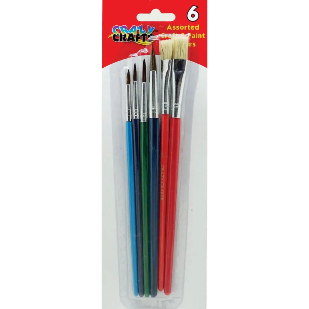 Assorted Craft Brushes - 6pcs