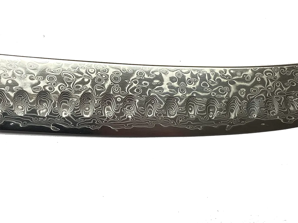 Awabi Butcher Knife - Complete Knife with Abalone in Resin Handles and Mosaic Pin - AUS-10 Damascus Steel