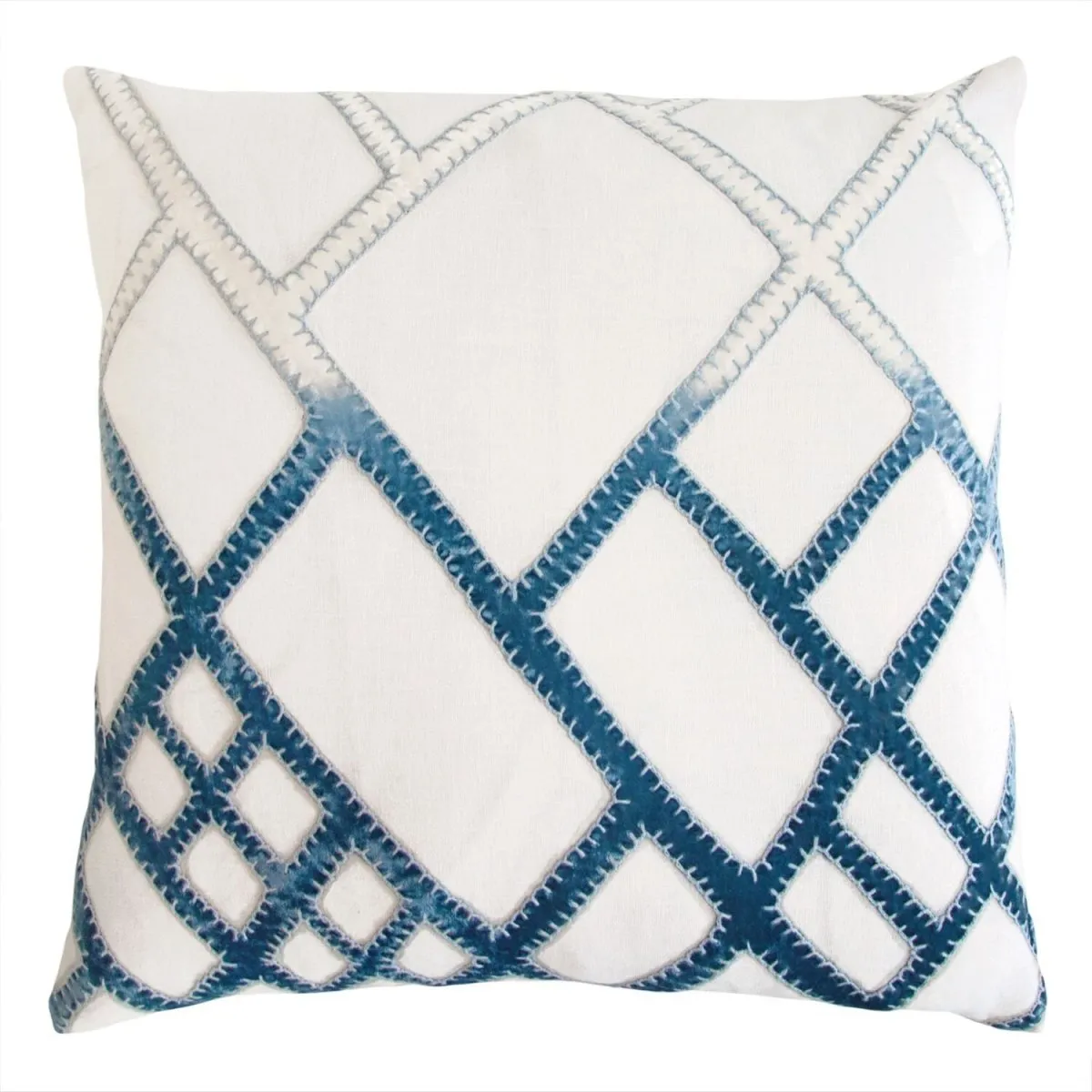 Azul Net Velvet Appliqué Pillow by Kevin O'Brien Studio