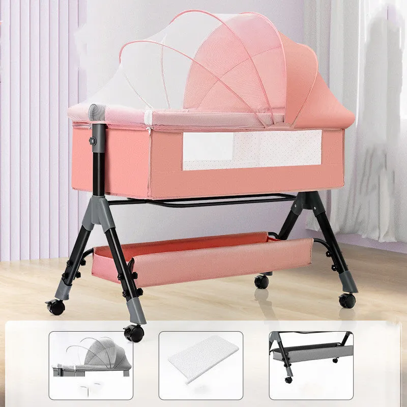 Baby Splicing Portable Multifunctional Mobile Folding Cradle Bed