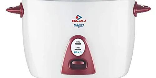 Bajaj Majesty New RCX 3 Multifunction Rice Cooker with Keep Warm Function, 1.5 Liters, 350W, White and Pink