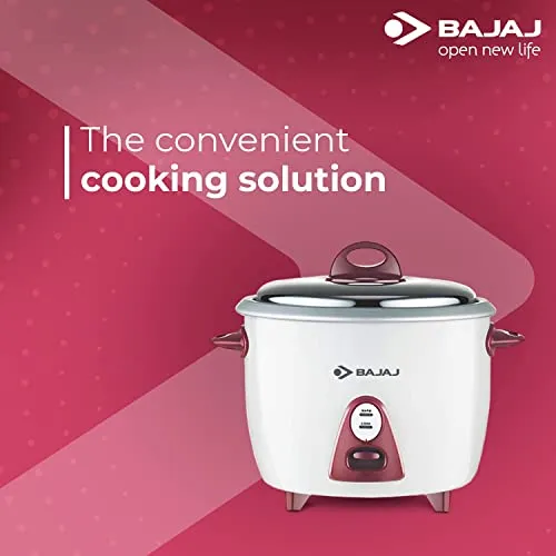 Bajaj Majesty New RCX 3 Multifunction Rice Cooker with Keep Warm Function, 1.5 Liters, 350W, White and Pink