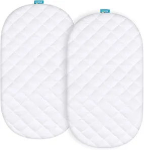 Bassinet Mattress Pad Cover - Fits Graco Pack 'n Play Day2Dream Bassinet, 2 Pack, Bamboo, Waterproof