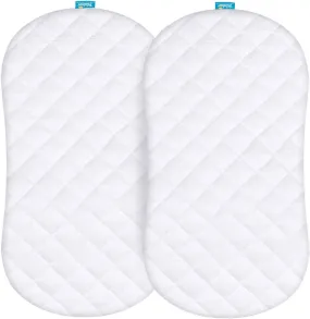 Bassinet Mattress Pad Cover - Fits Halo BassiNest Swivel, Flex, Glide, Premiere & Luxe Series Sleeper, 2 Pack, Bamboo, Waterproof