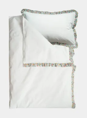 Bedding in White Made With Liberty Fabric BETSY GREY