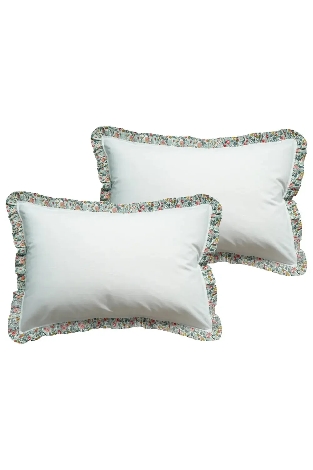 Bedding in White Made With Liberty Fabric BETSY GREY