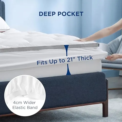 Bedsure Waterproof Mattress Topper Twin 800GSM Extra Thick Mattress Protector Pillow Top with 8-21" Deep Pocket, Mattress Pad Fitted, Soft for Twin Size Bed