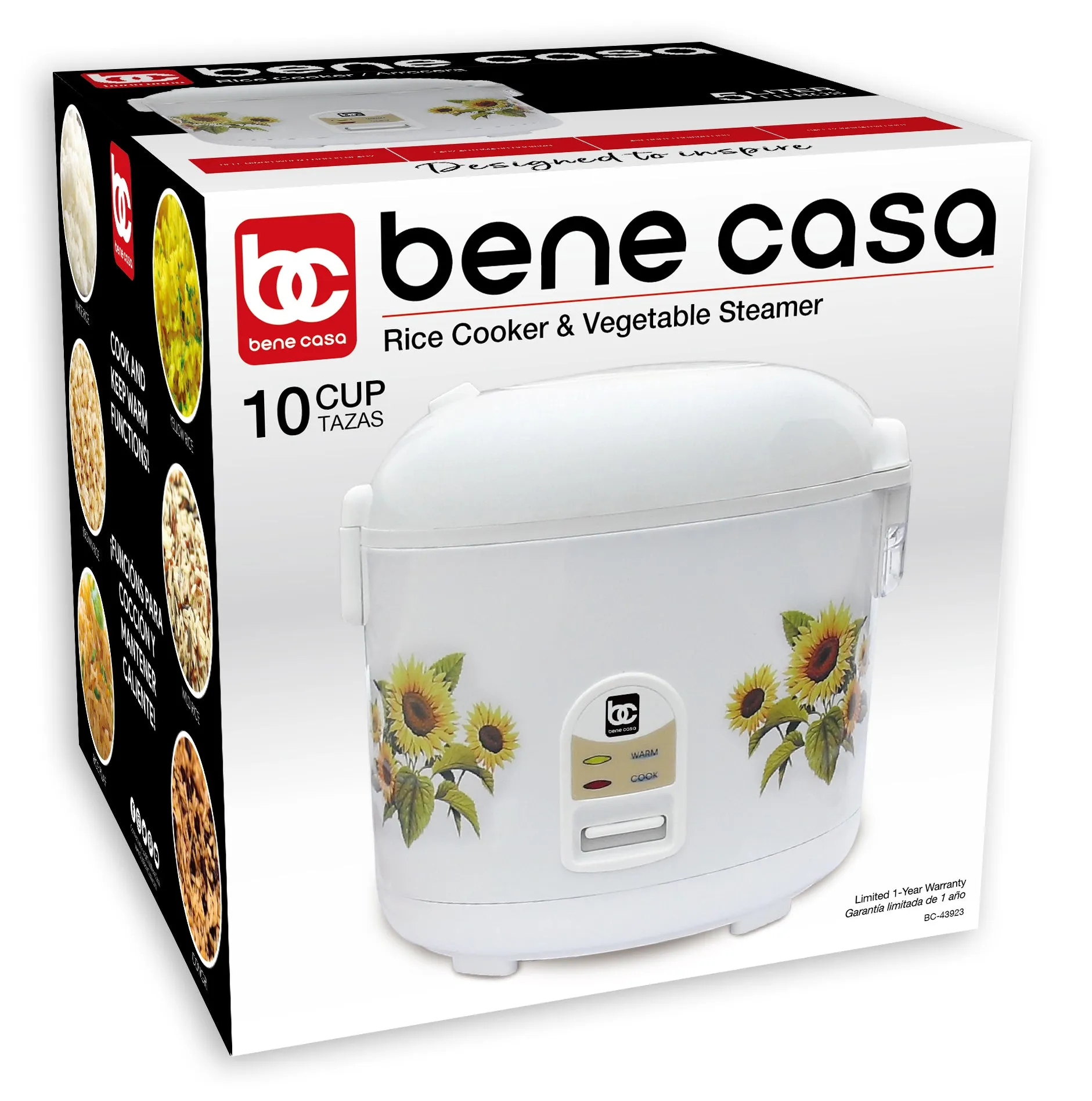 Bene Casa 7 Cup Stainless-Steel Thermo Rice Cooker, Simple Function