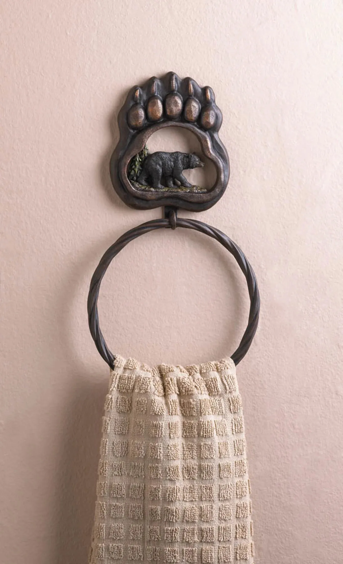 BLACK BEAR PAW TOWEL RING