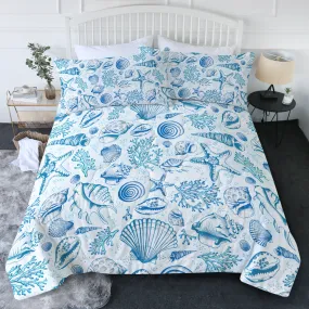 Blue Seashells Comforter Set